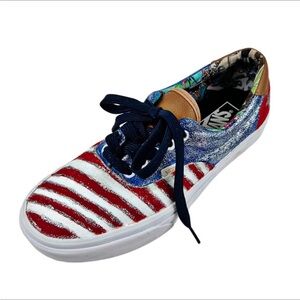 Hand painted Red White & Blue Patriotic Sneakers Size 9.5